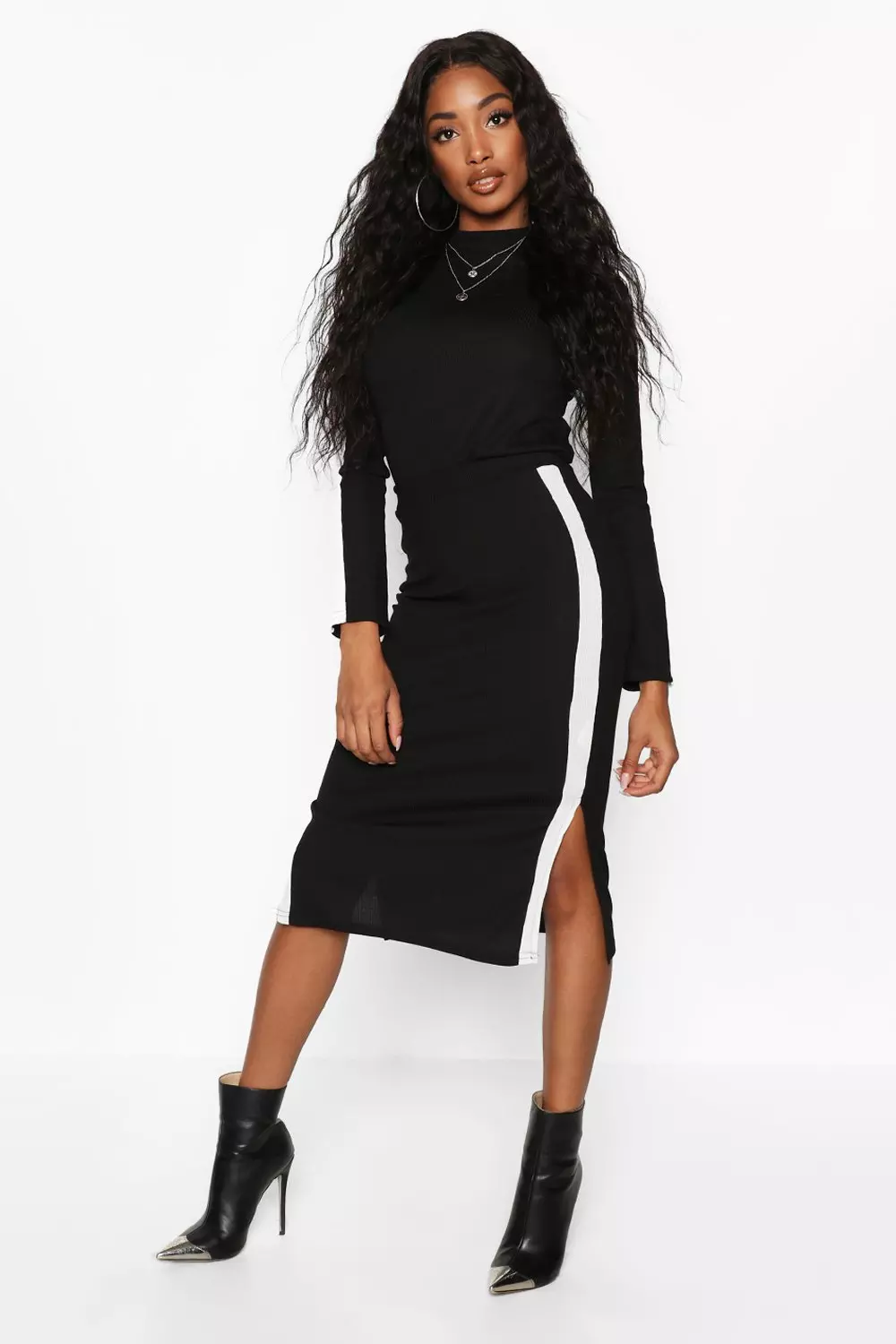 Side stripe hotsell midi dress