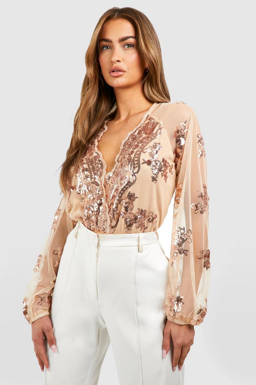 Sequined Plunge Shirt