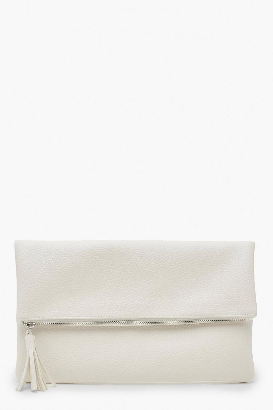 Oversized Croc Fold Over Zip Clutch & Tassel Bag image number 1