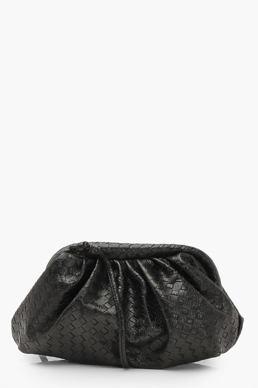 Black Slouchy Mini Weave Clutch Bag image number 1