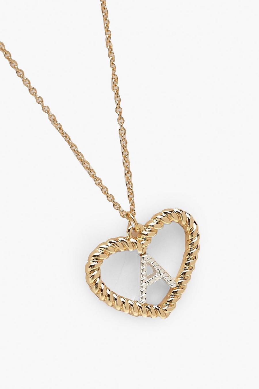 Gold A Halsband med hjärta och bokstav image number 1