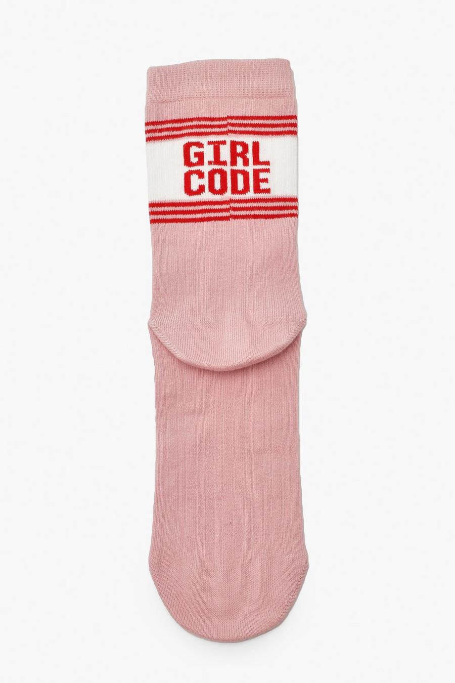 Pink Girl Code Slogan Ankle Socks image number 1