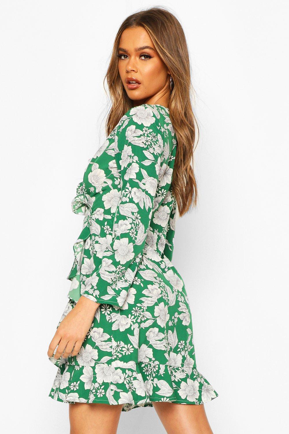 boohoo green floral dress