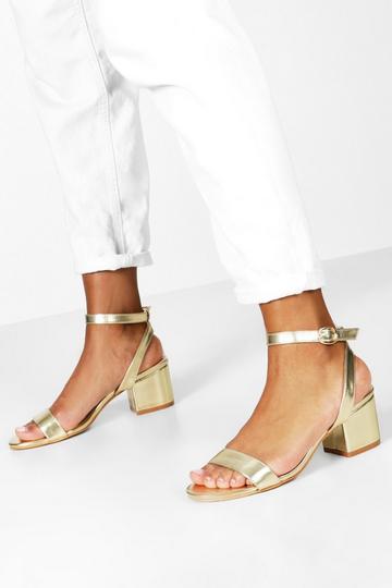 Metallic Basic Low Block Barely There Heels gold