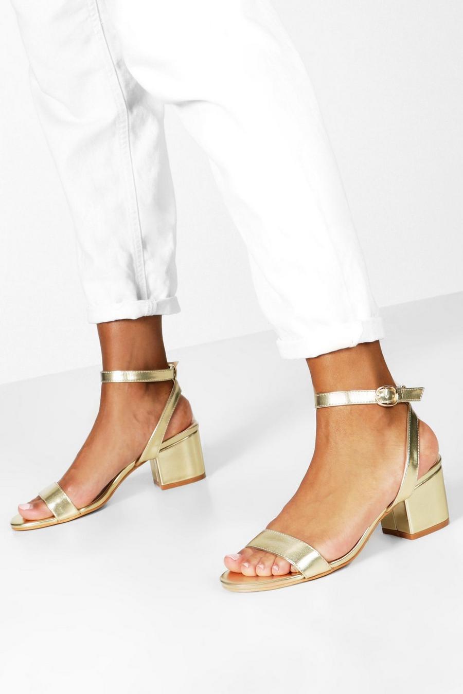 Gold metallic Metallic Basic Wide Fit Clear Two Part Heels