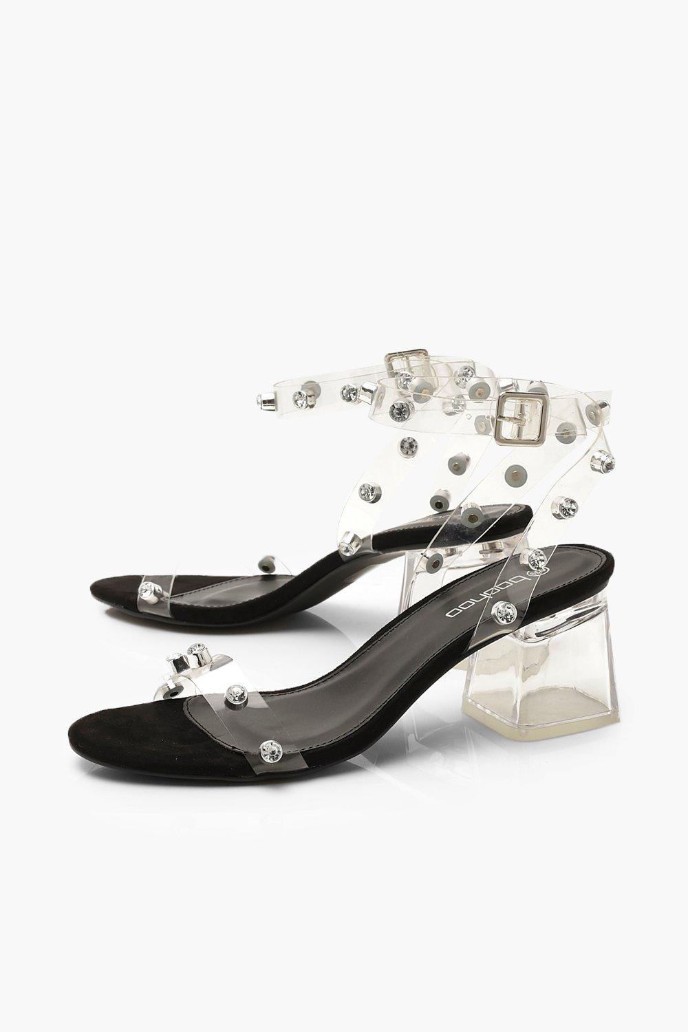 low block clear heels