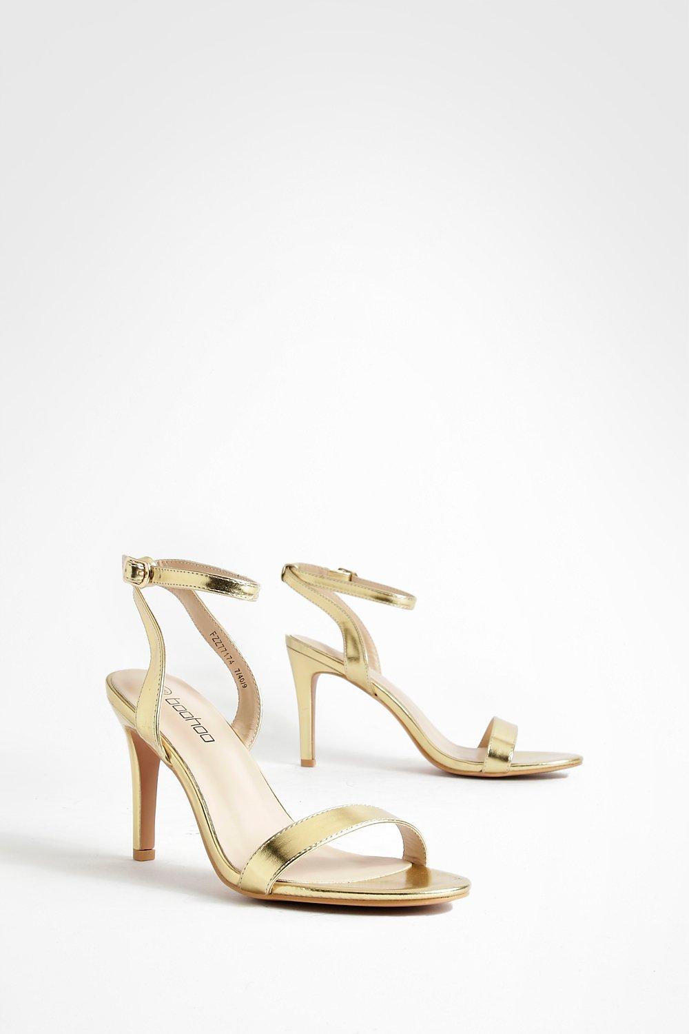 Metallic Basic Barely There Heels Boohoo UK