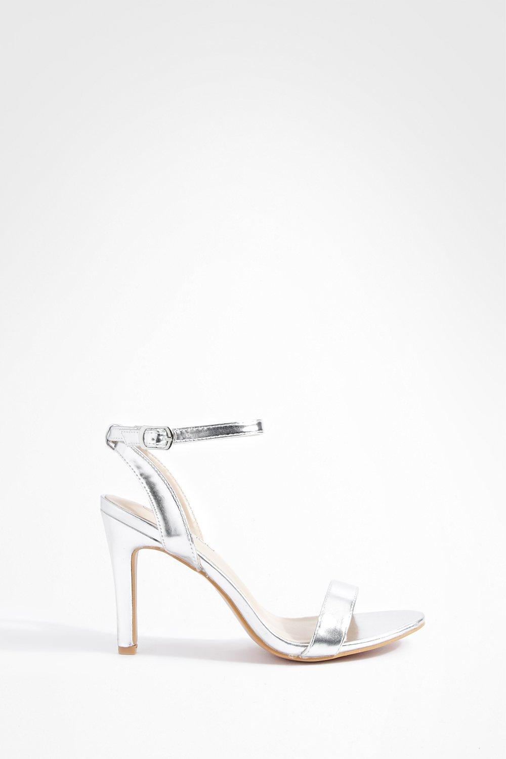 Silver barely there hot sale heeled sandals