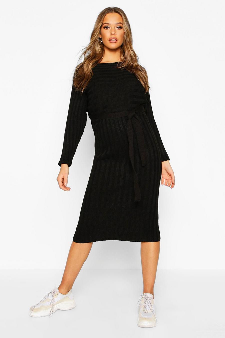 Rib Knitted Midaxi Belted Dress image number 1