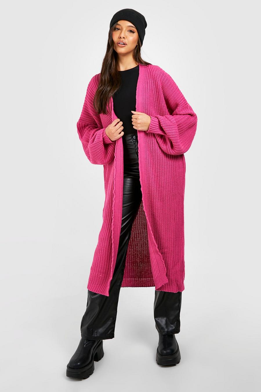 Cardigan oversize con maniche a palloncino, Hot pink image number 1