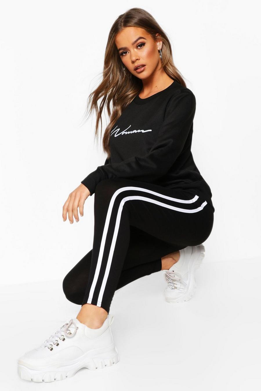 Black Woman Sweater And Legging Tracksuit Set image number 1