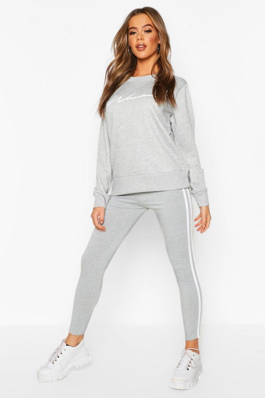 Grey Woman Sweater And Legging Tracksuit Set image number 1