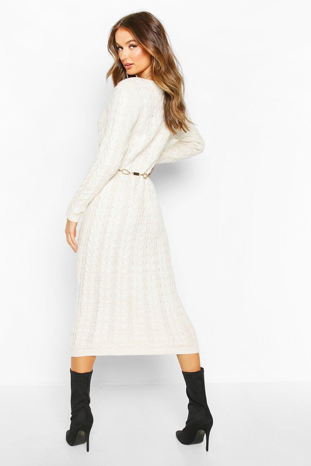 knit midi dress with sleeves