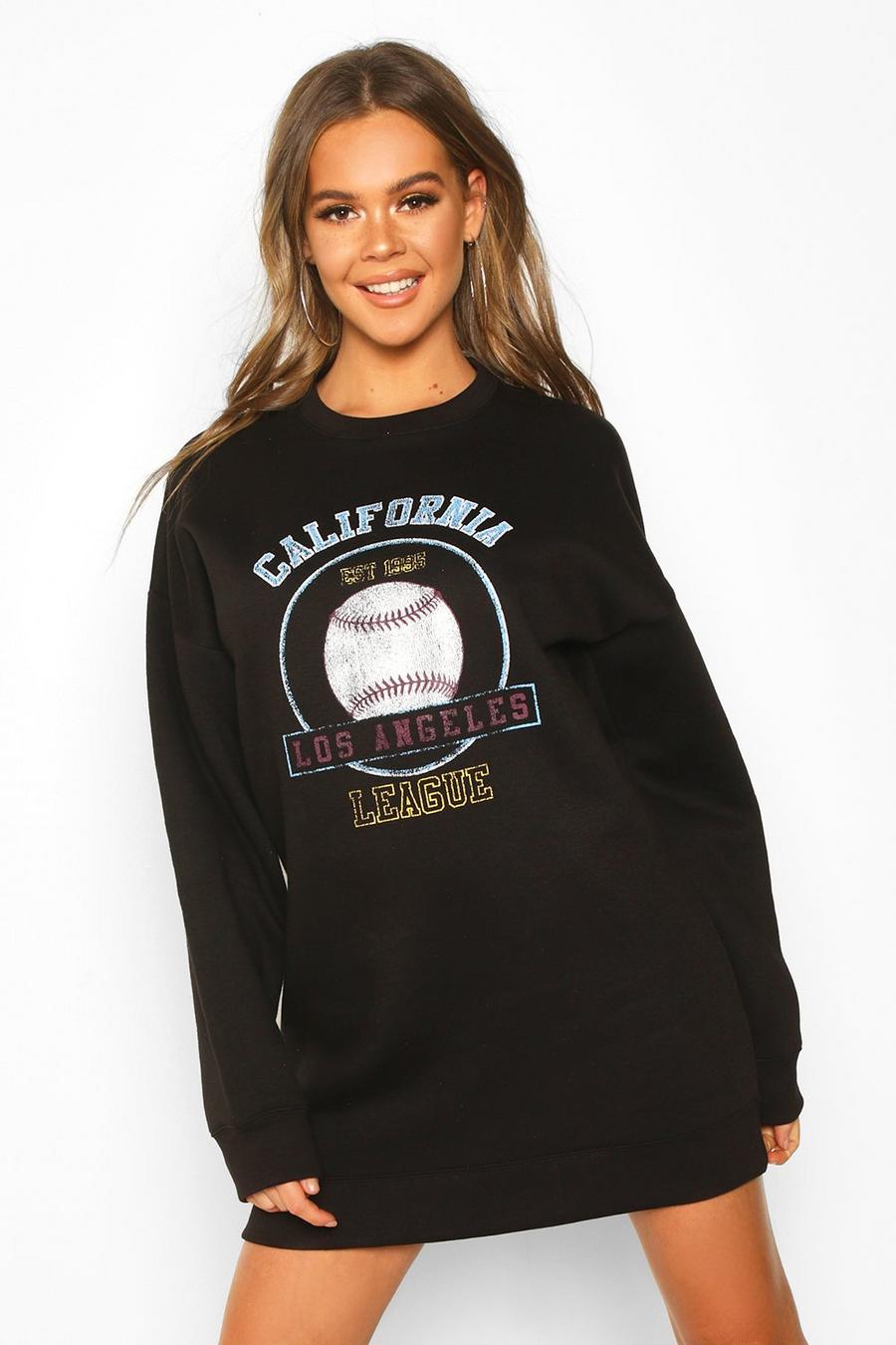 Baseball Printed Oversized Sweatshirt Dress image number 1