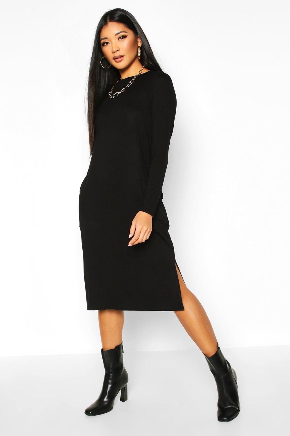 Long Sleeve Midi T Shirt Dress Top ...