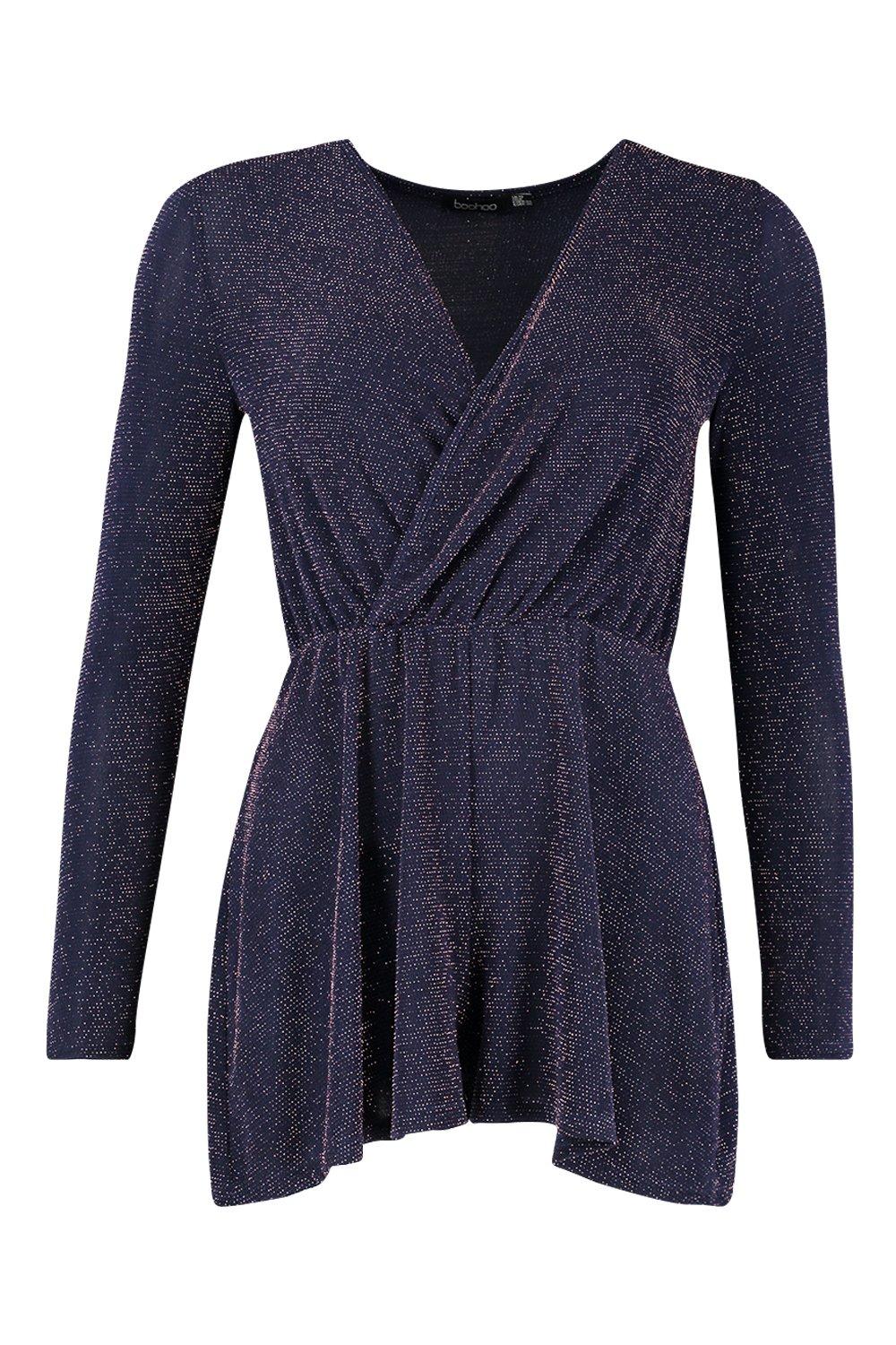 long sleeve glitter playsuit