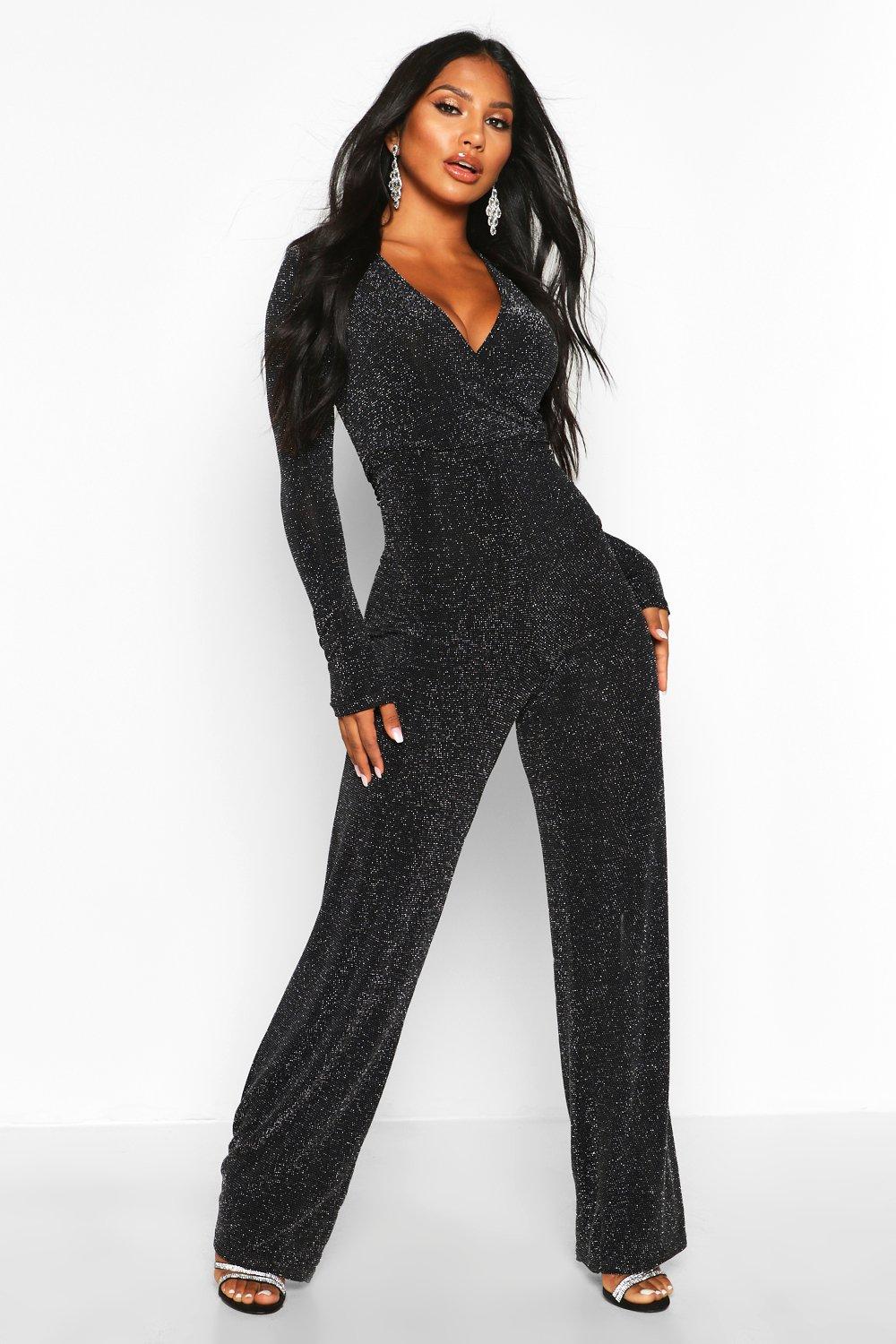 boohoo wrap front jumpsuit