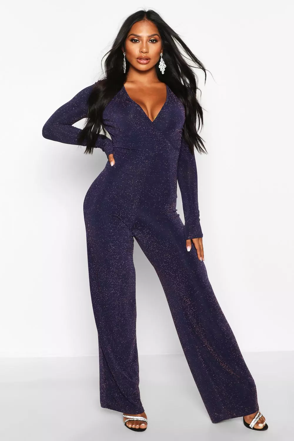 Glitter cheap wrap jumpsuit