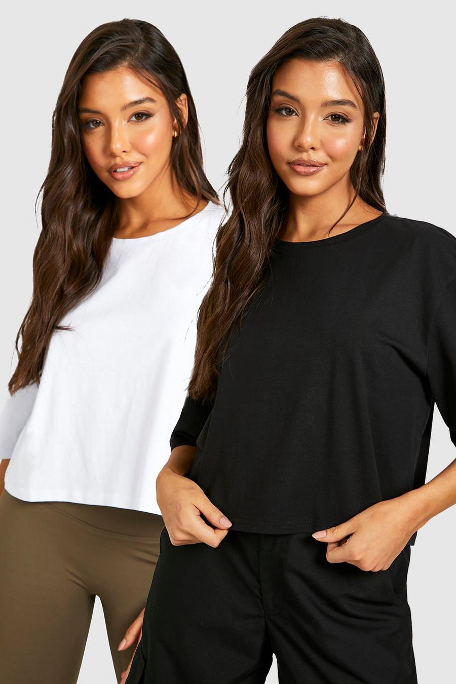 Blackwhite Boxy Crop T-shirt Two Pack image number 1