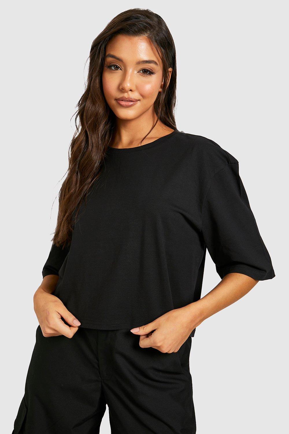 The Ladies Boxy Crop Tee in Black – betterqualityblanks