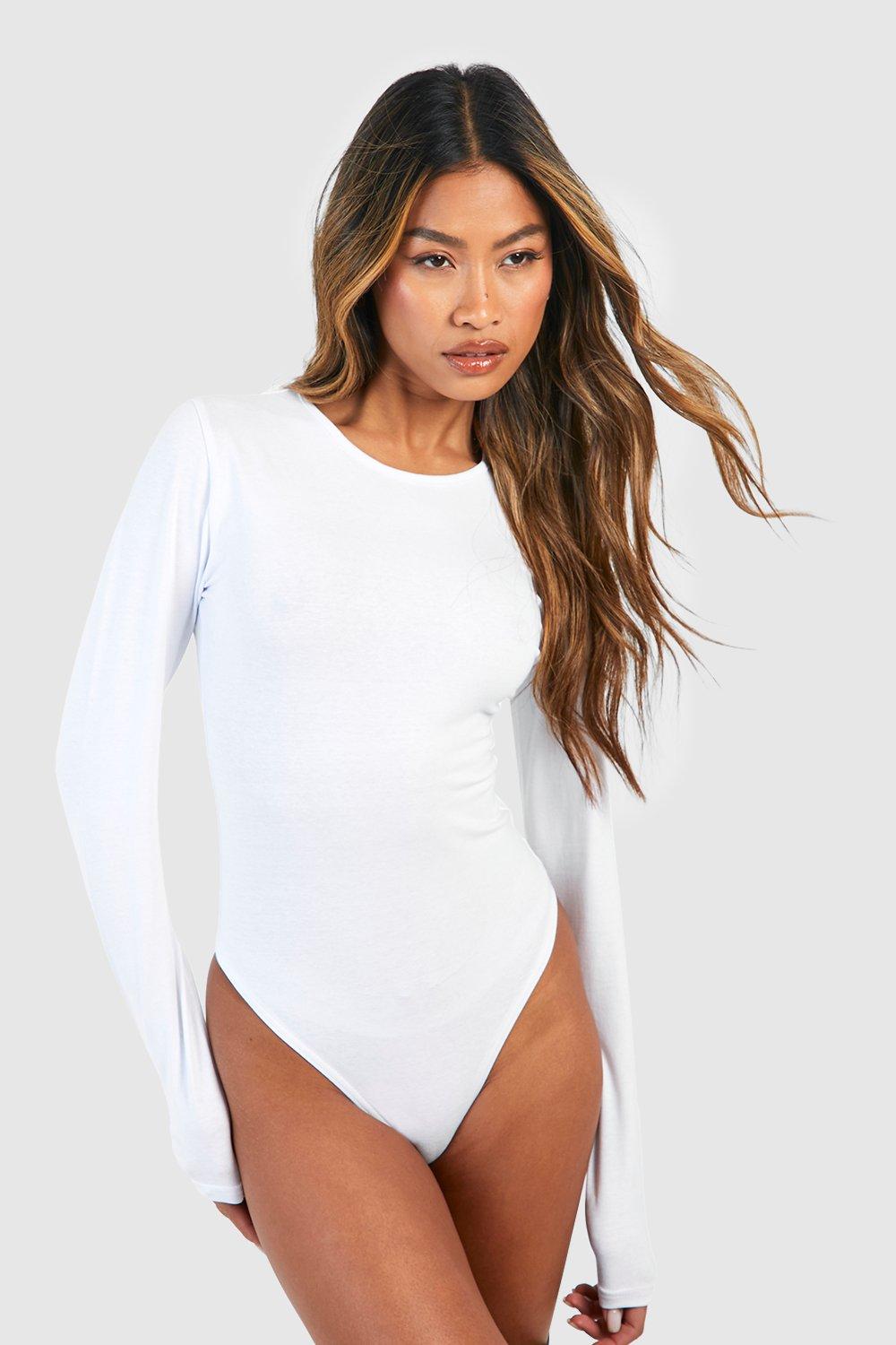 Women's Blackwhite Long Sleeved Crew Neck Bodysuit Two Pack 