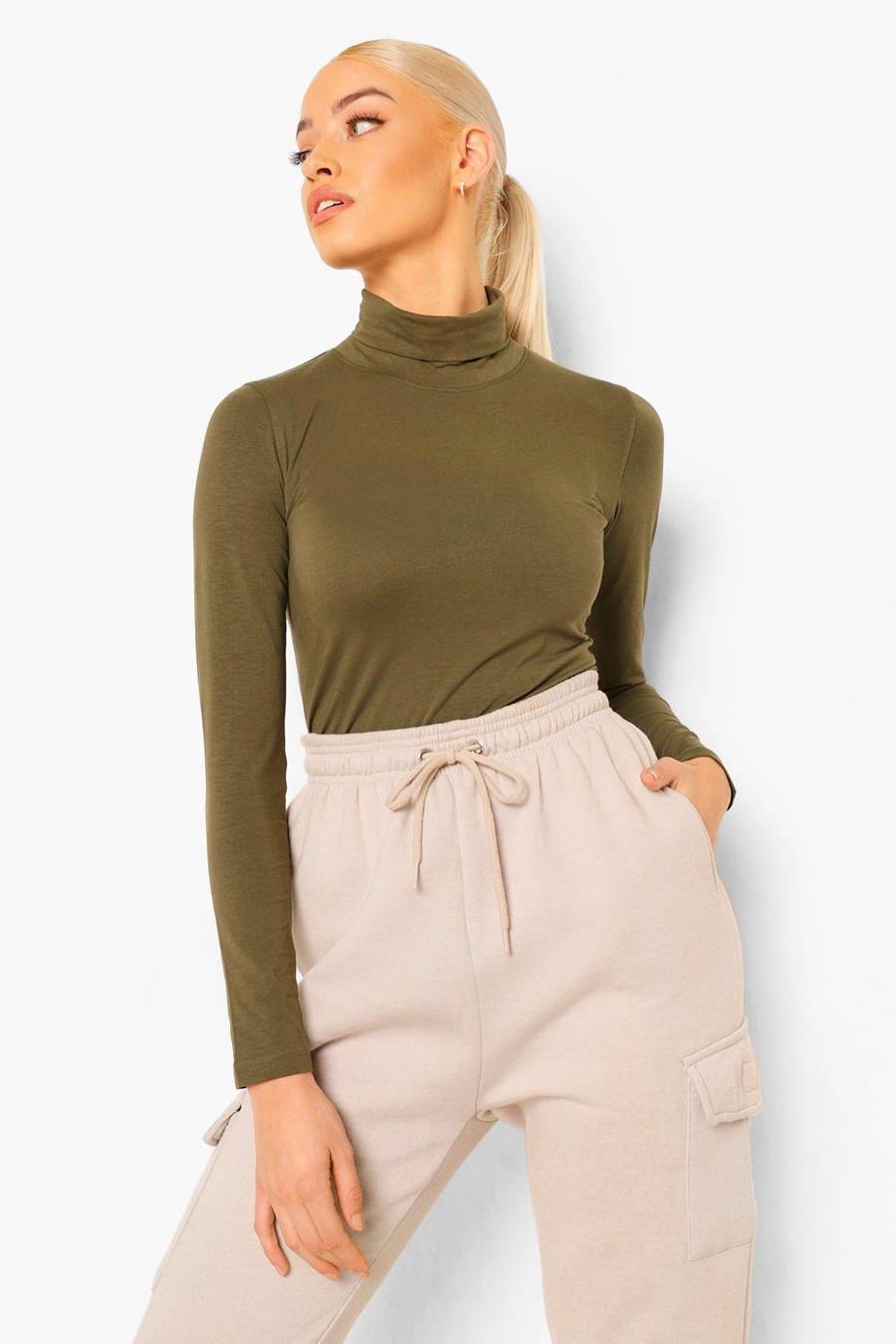 Khaki Long Sleeved Roll Neck Top image number 1