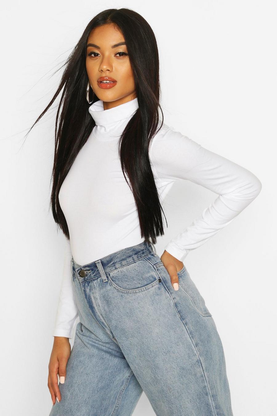 White Long Sleeved Roll Neck Top image number 1