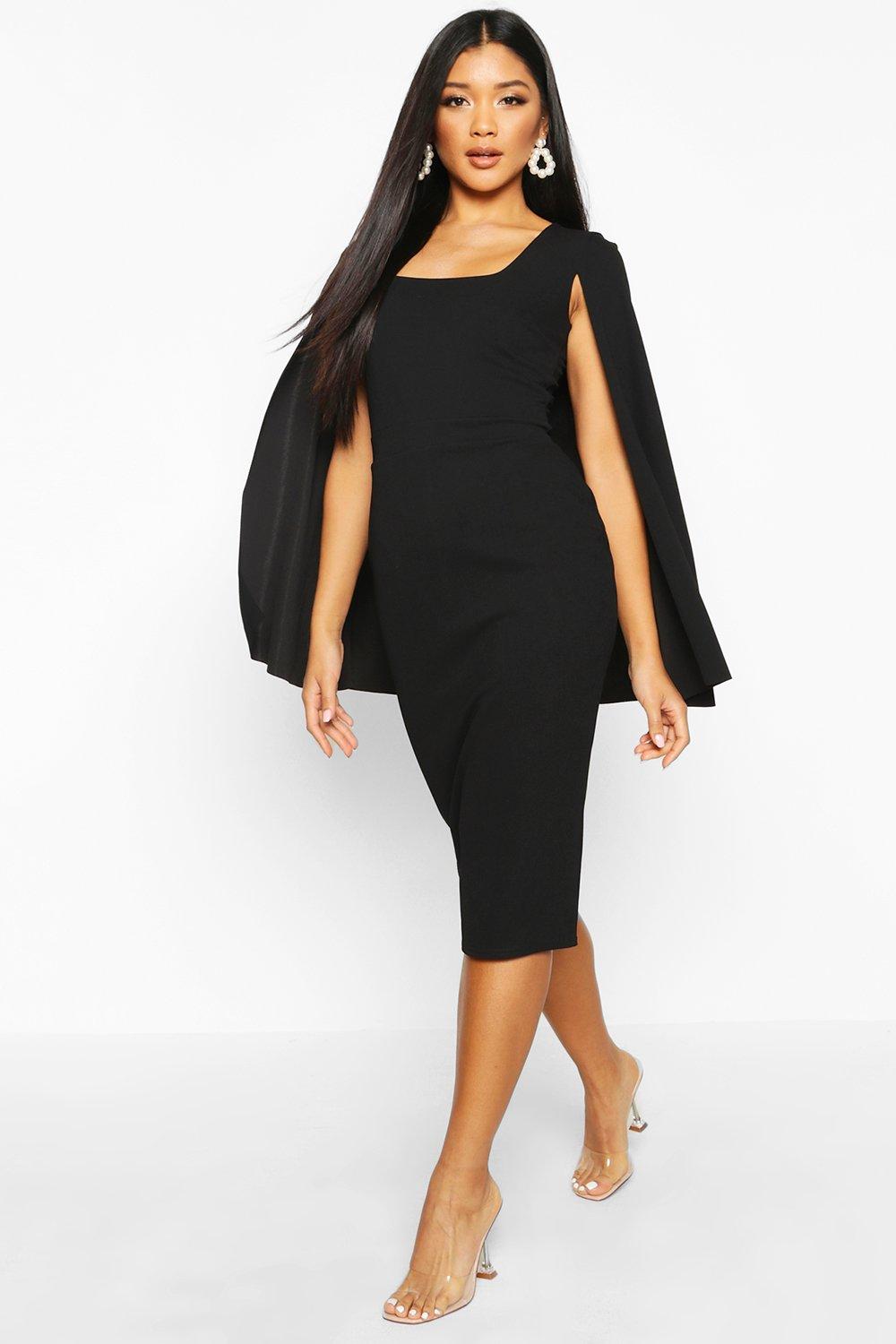 cape detail midi dress