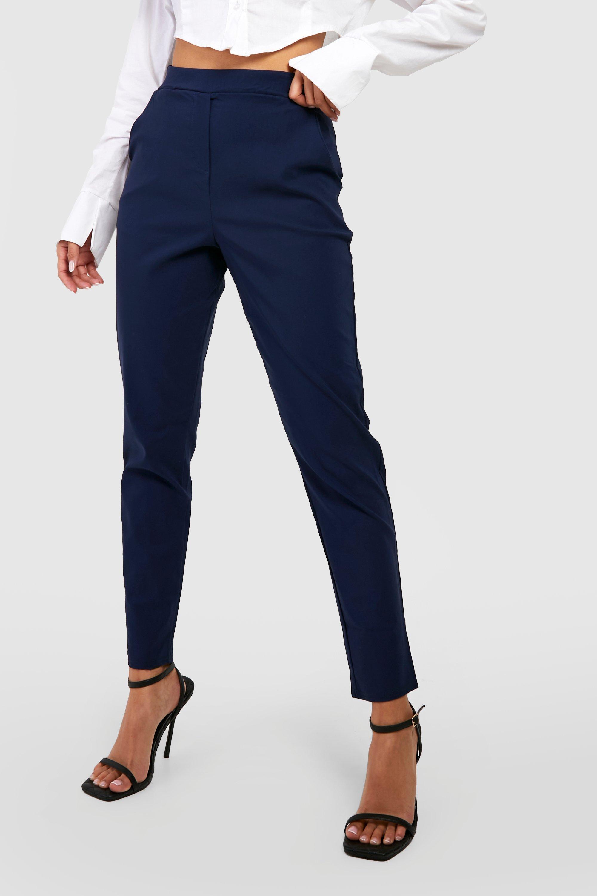 boohoo Super Stretch Tapered Dress Pants Navy Size 4