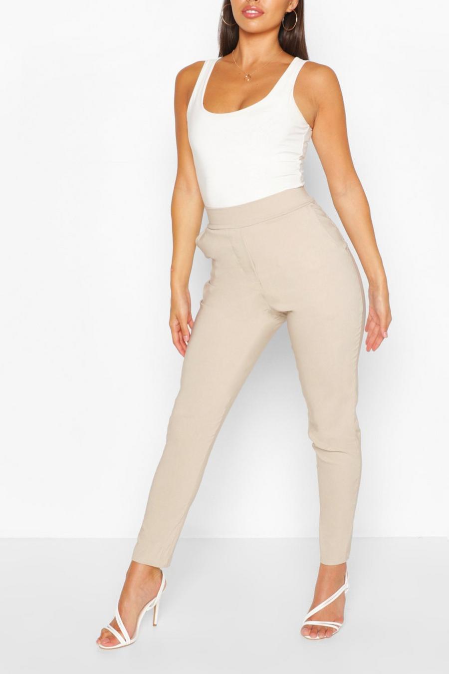 Oatmeal Super Stretch Tapered Dress Pants image number 1