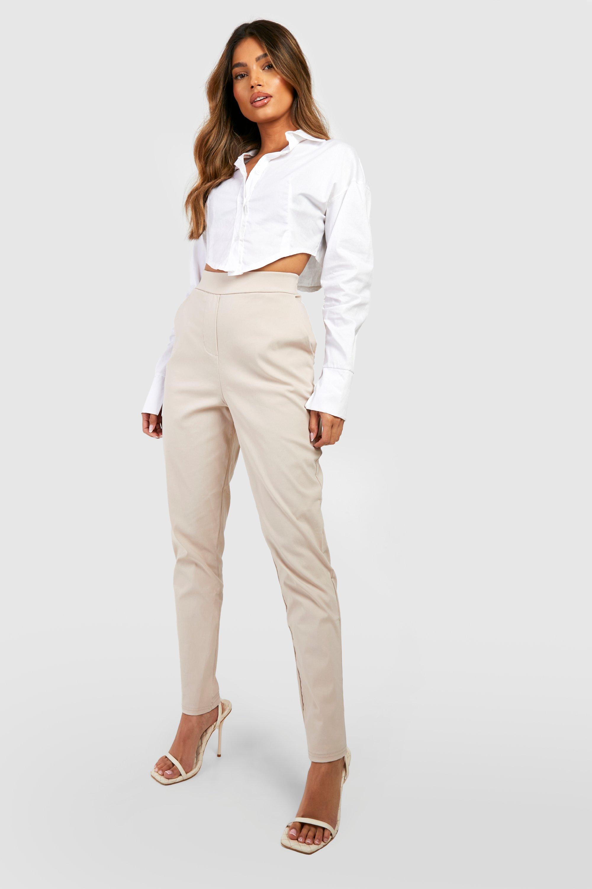 Belted Tapered Trousers - UK 6 / Beige