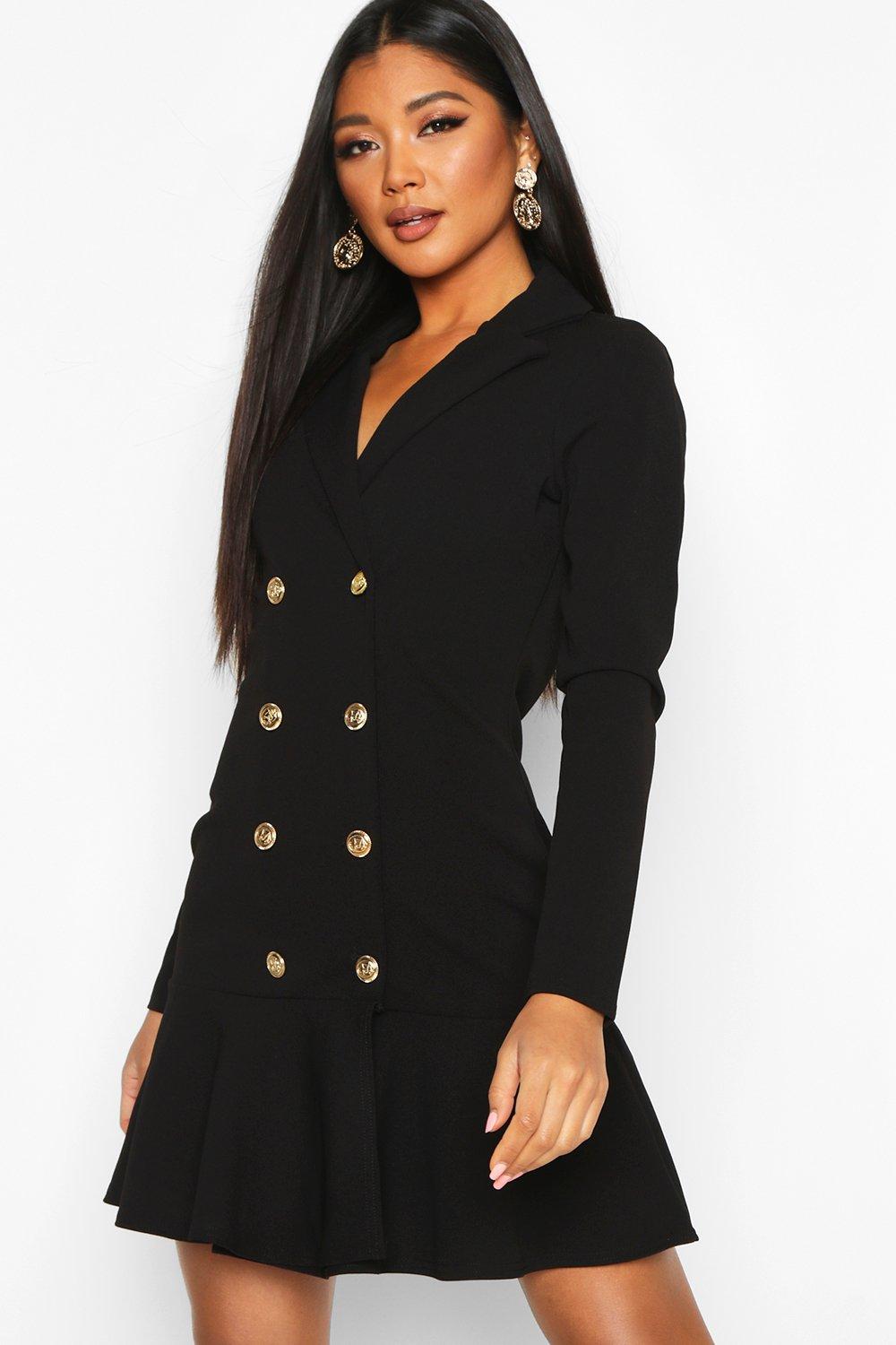 black double breasted blazer dress