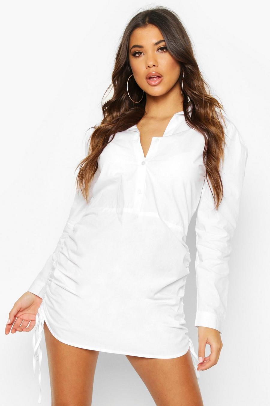 Ruched Side Tailored Cotton Shirt Dress image number 1