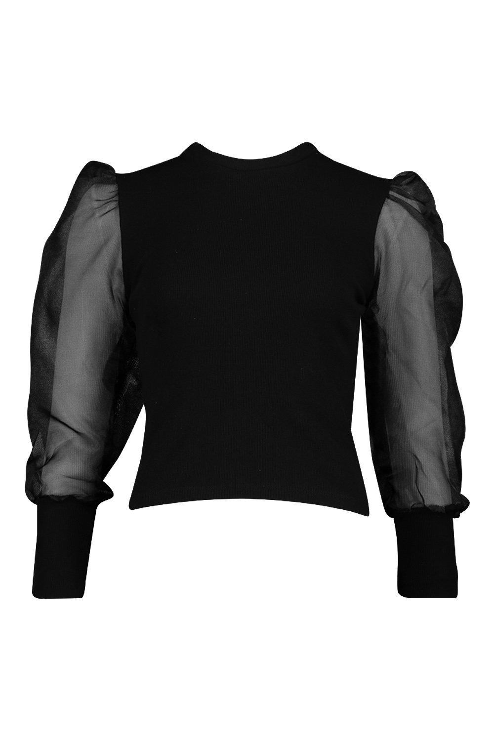 Mesh Puff Sleeve Top Black  Mesh puff sleeve top, Transparent clothing,  Tops