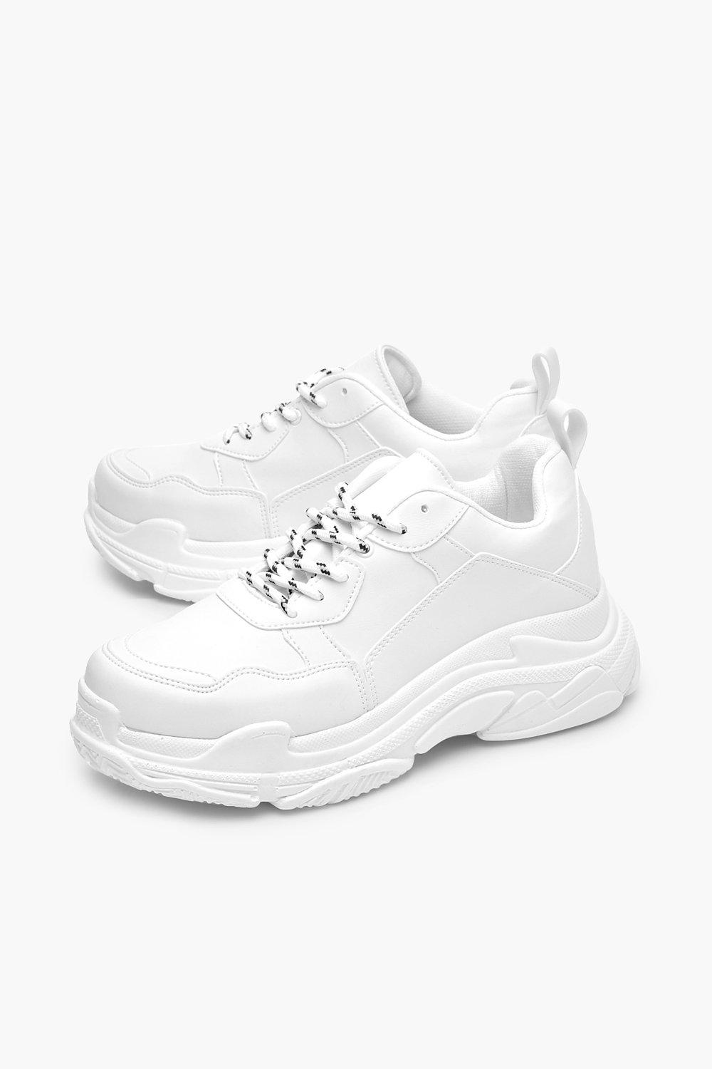 chunky platform white sneakers