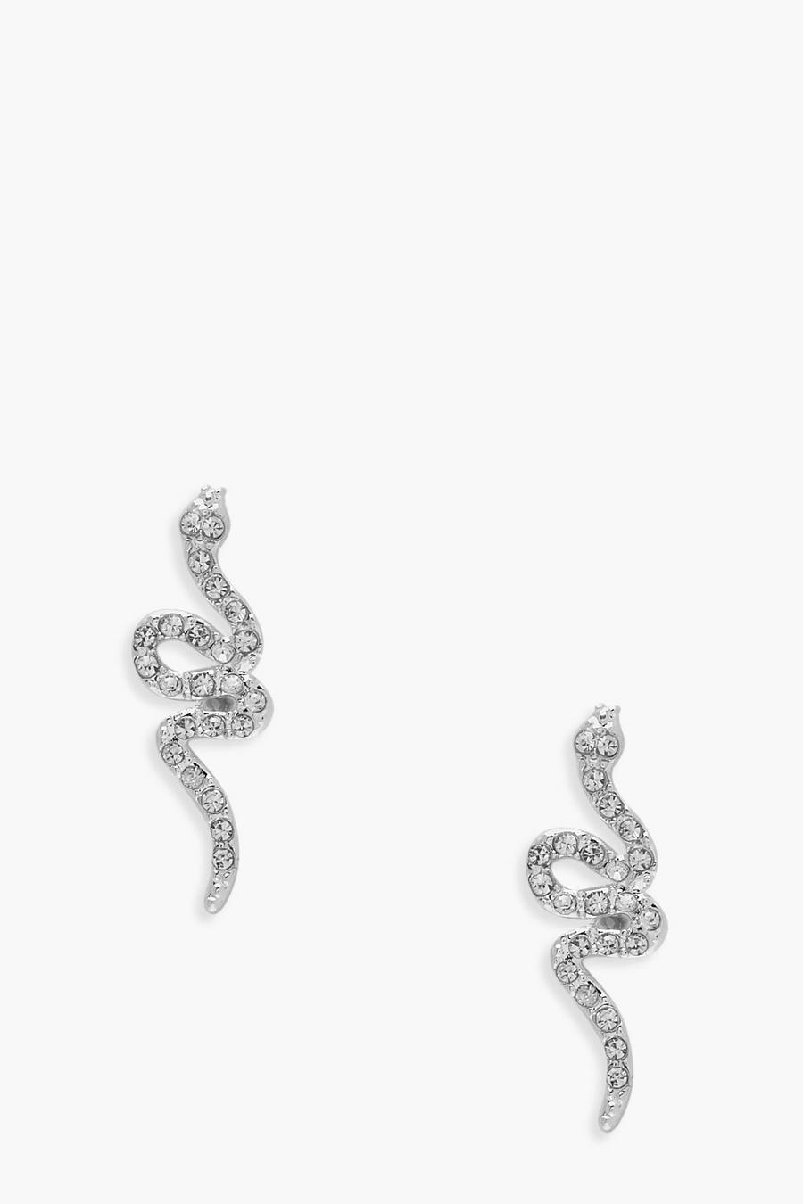 Silver Snake Mini Stud Earrings image number 1