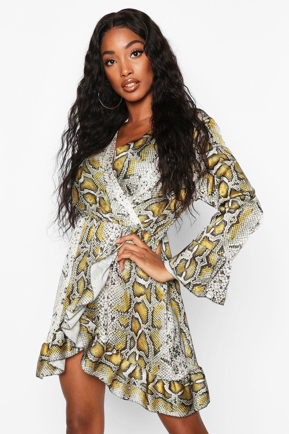 snake print tea dress