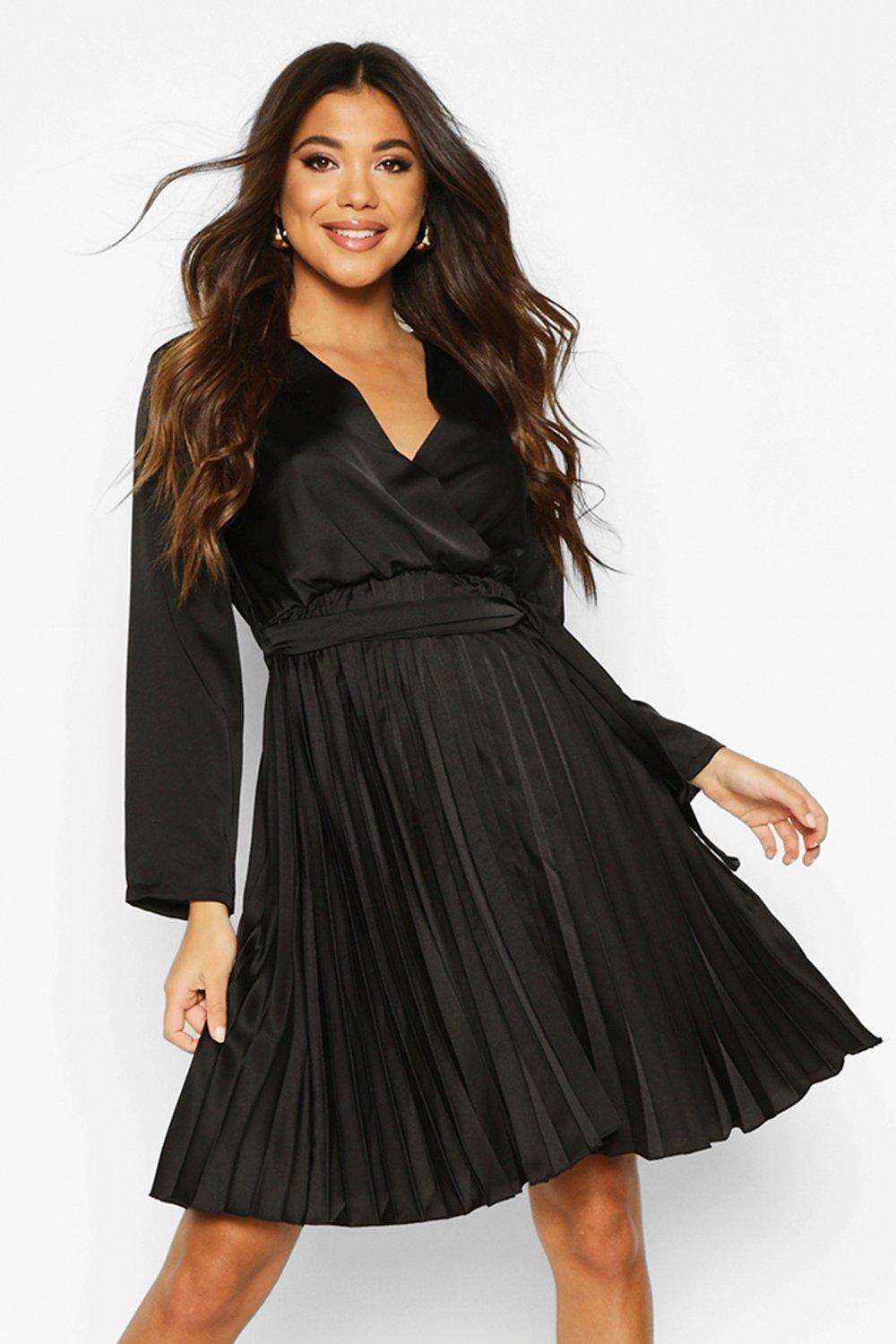 Mini robe cache c ur plissee en satin
