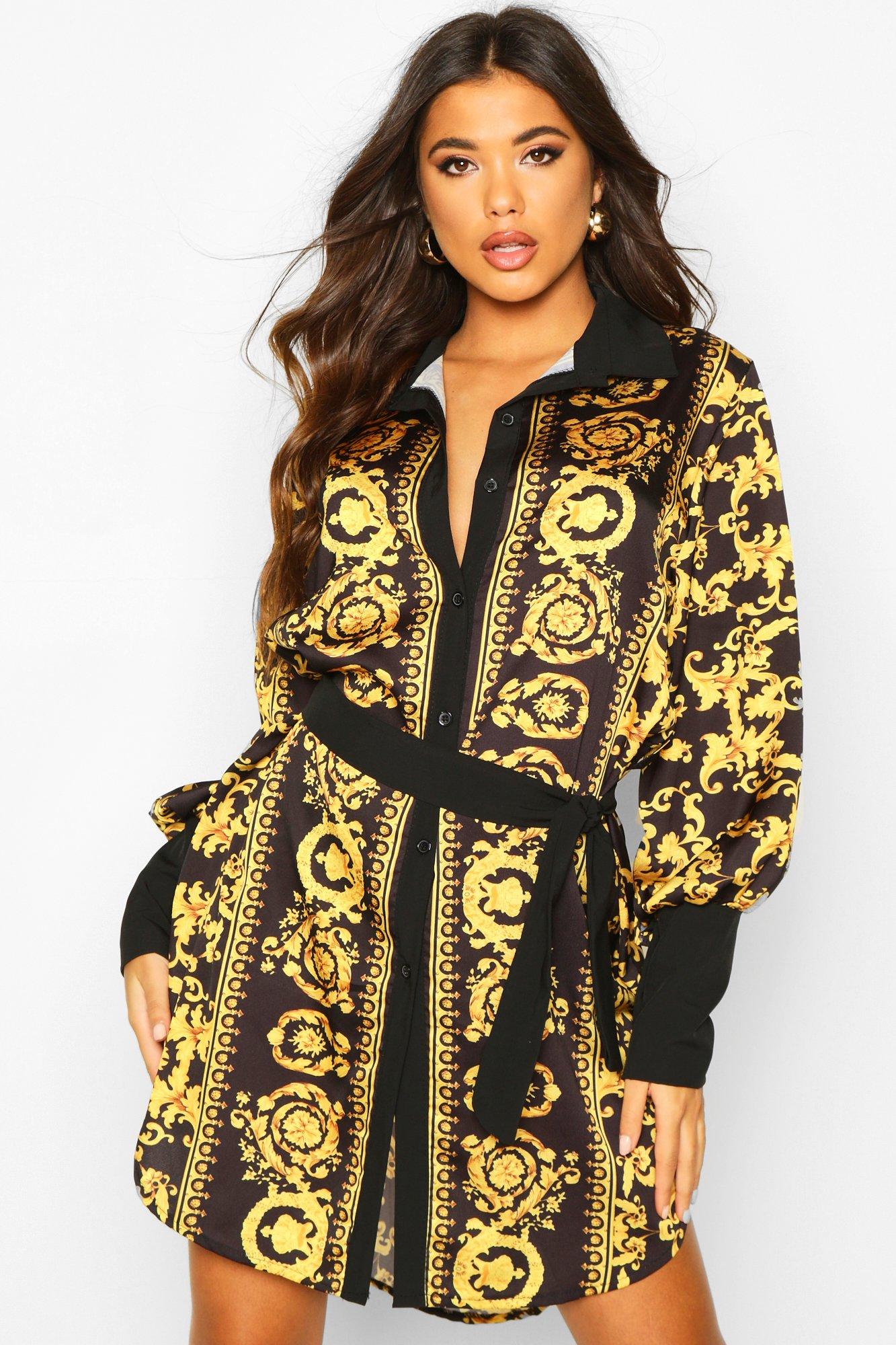 Chain print shirt dress on sale