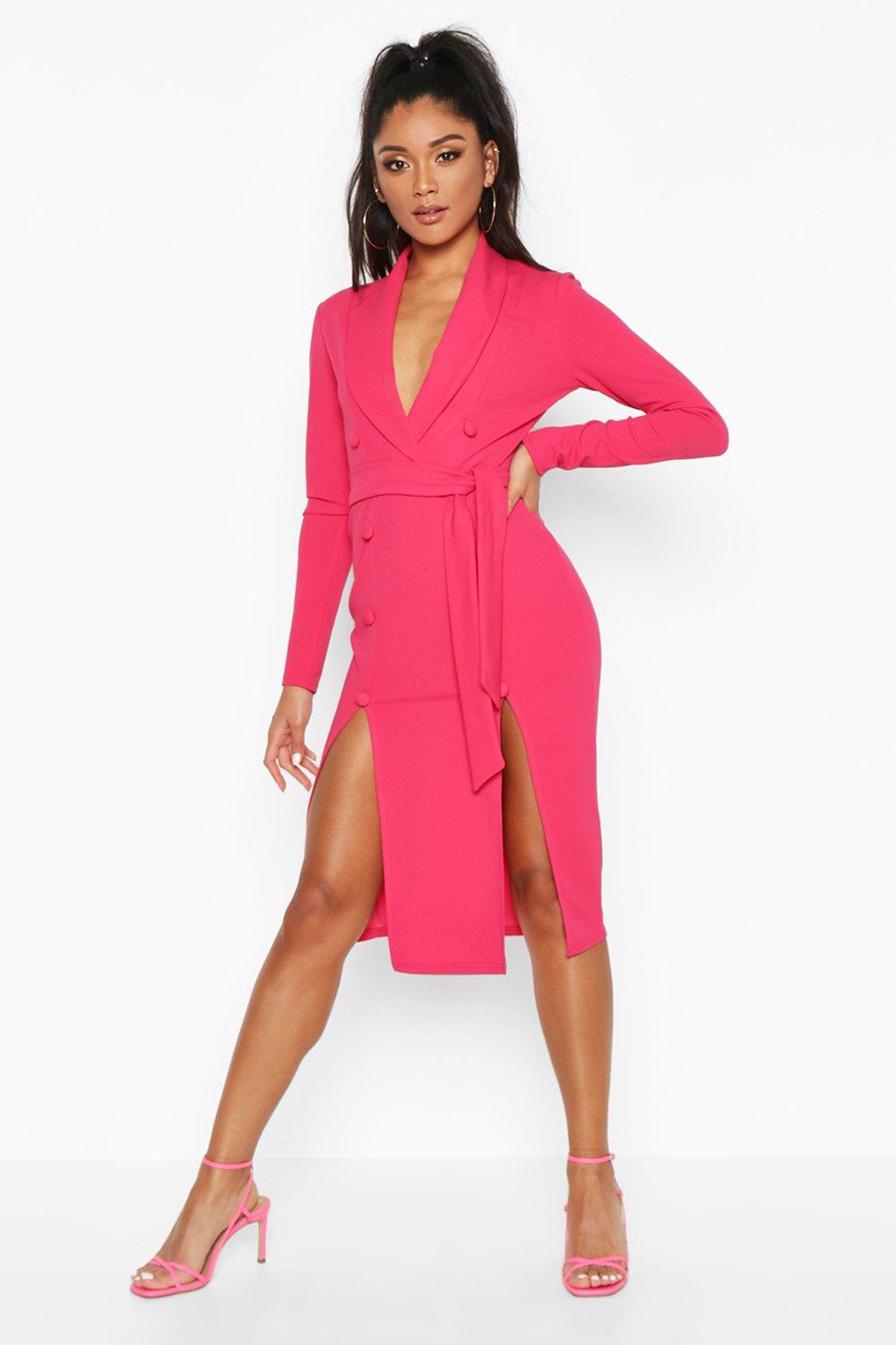 boohoo pink blazer dress
