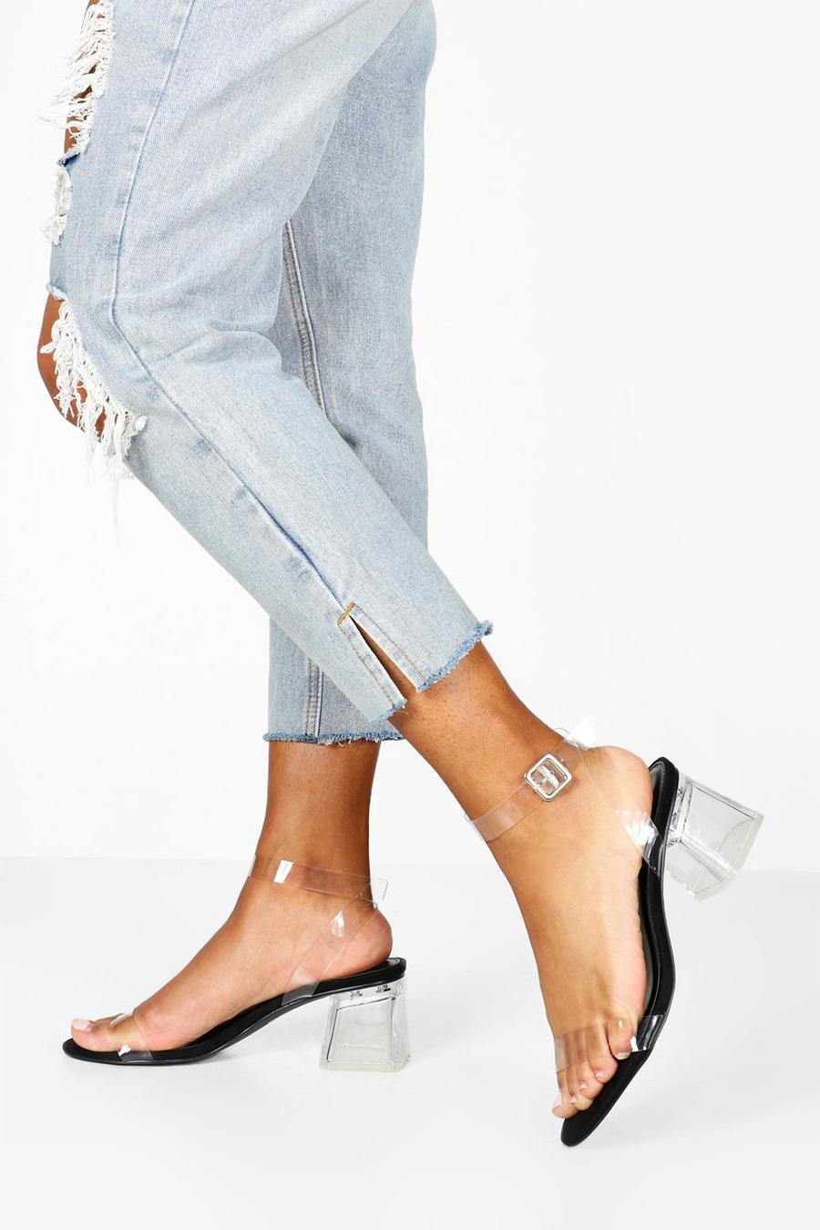 Black Low Clear Barely There Heels