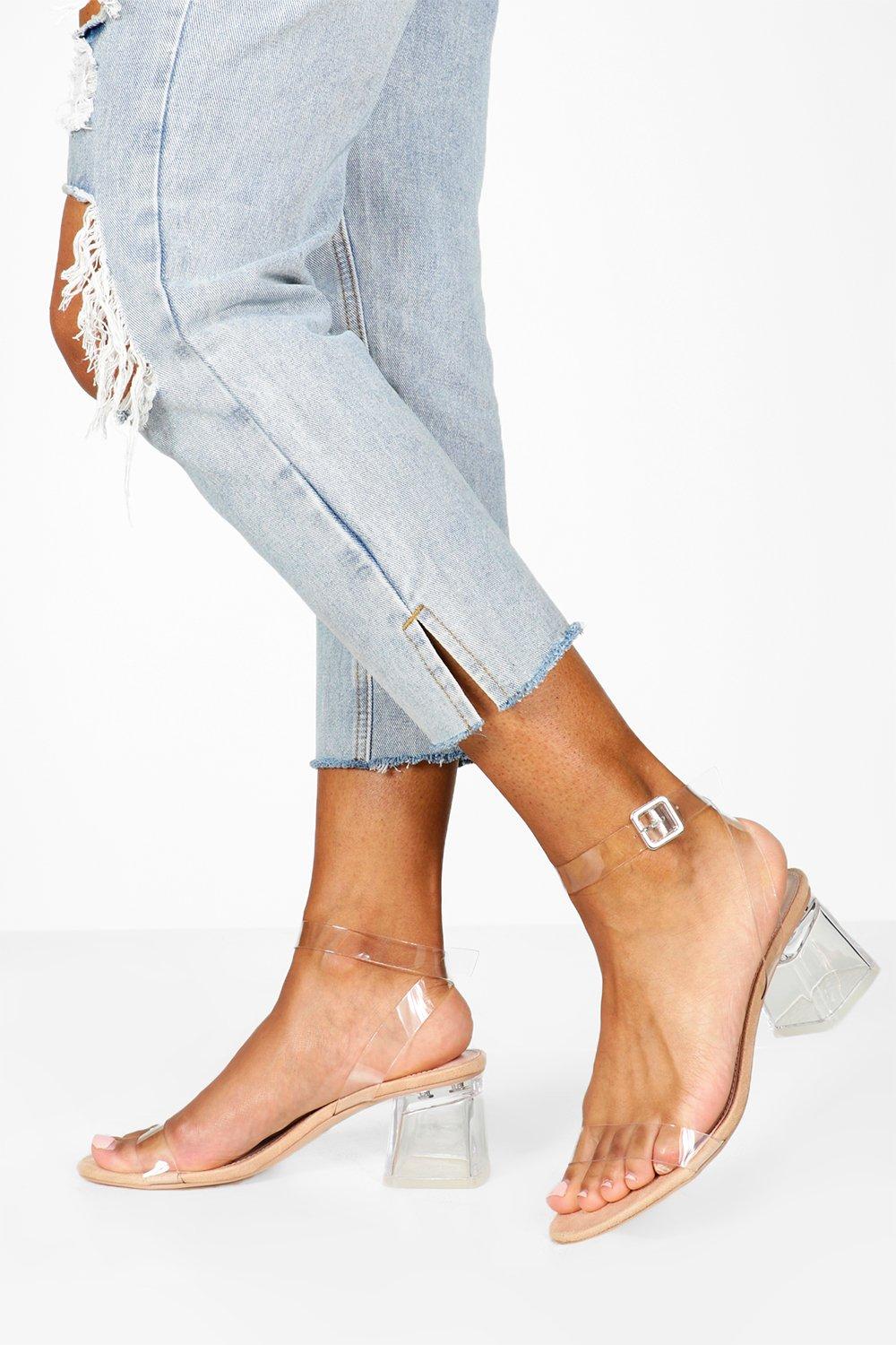 boohoo clear block heels