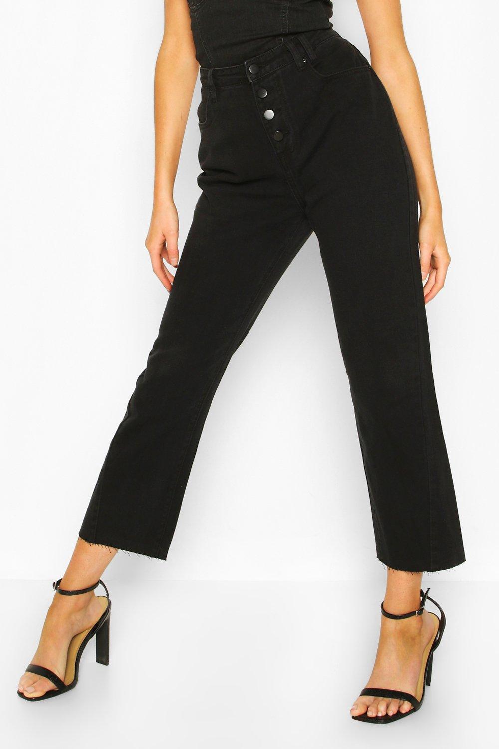 high rise button front jeans