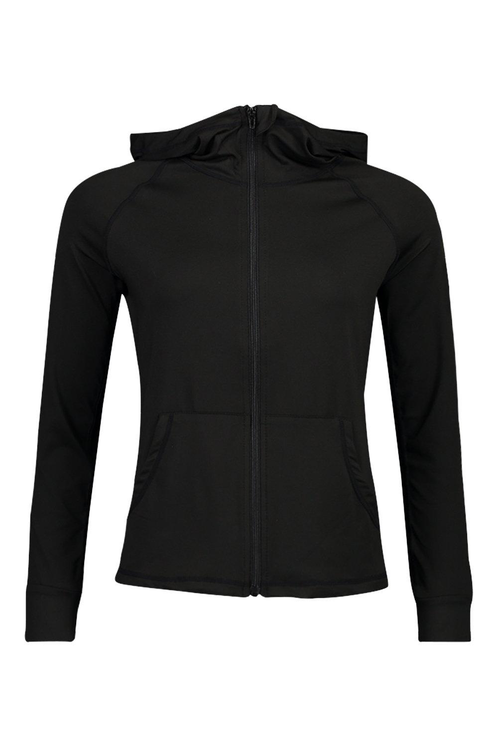 Fit Long Sleeve Zip Up Hooded Gym Jacket