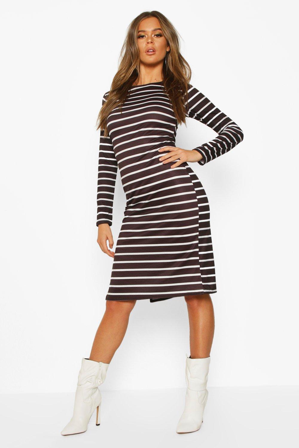 long sleeve midi t shirt dress