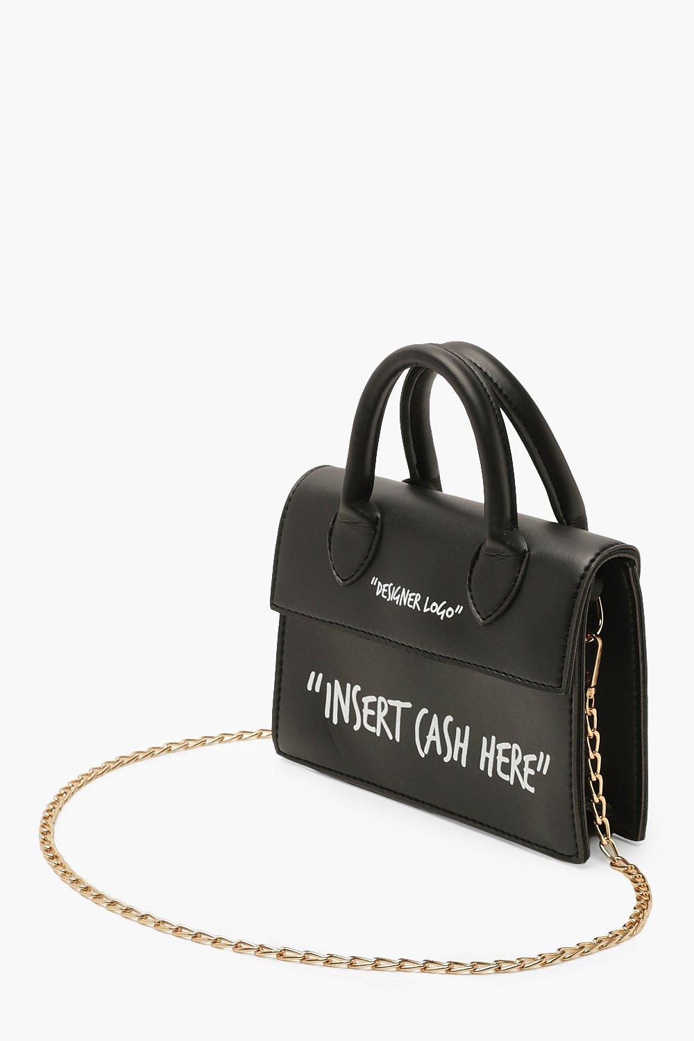 Cash inside logo bag