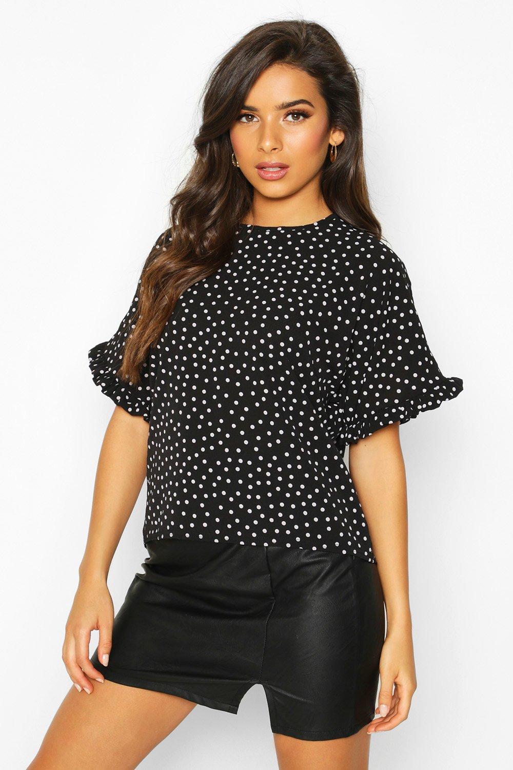 boohoo polka dot blouse