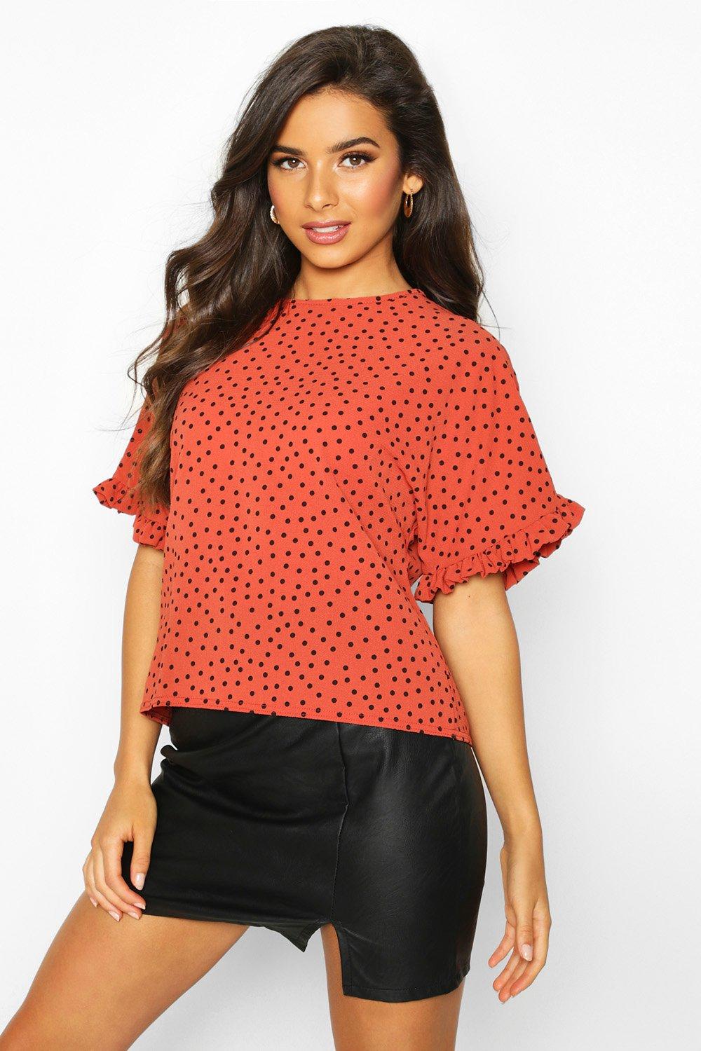 boohoo polka dot blouse