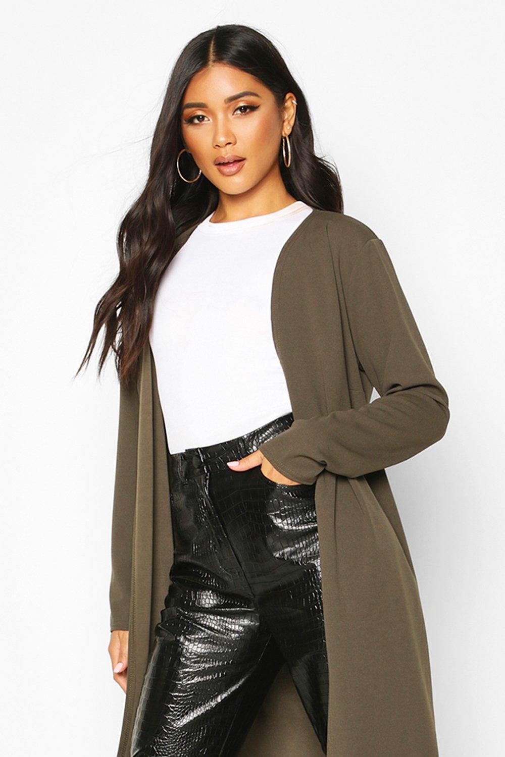 Collarless Duster Coat | boohoo