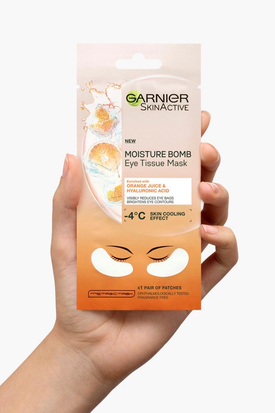 White Garnier Moisture Bomb Orange Eye Mask, With Hyaluronic Acid And Orange Juice, 6g